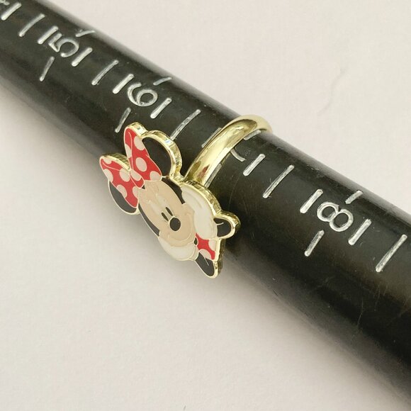 Disney Parks Minnie Mouse Ring Size 7 8 Signed Adjustable Red Bow Dots Enamel - Picture 8 of 12